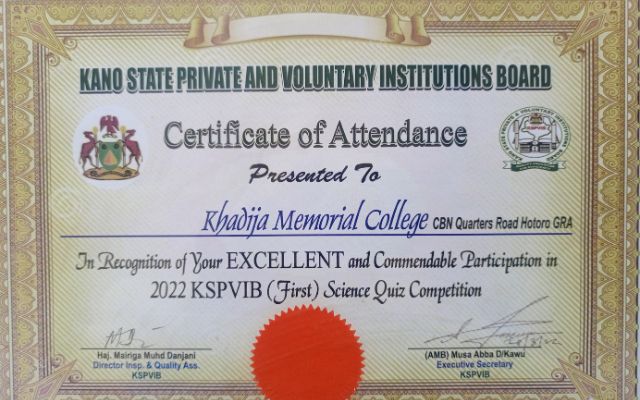 Khadija Memorial College Awards - Best in Science Quiz Competition